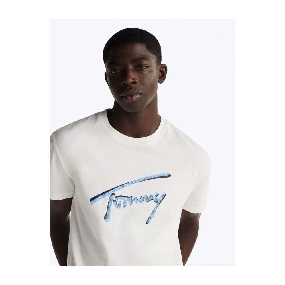 Tommy Jeans Beige Regular Fit Bedrukt T-shirt White Heren