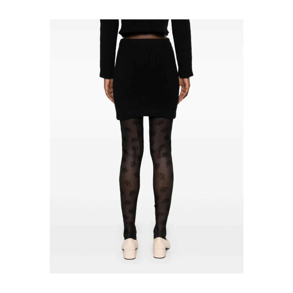 Self Portrait Zwarte Gebreide Rok met Gouden Knopen Black Dames