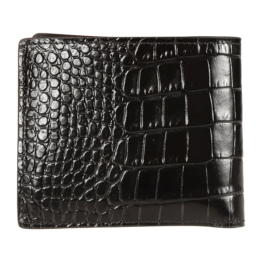 Versace Portemonnee met muntvak van kalfsleer met krokodillenprint Black Heren