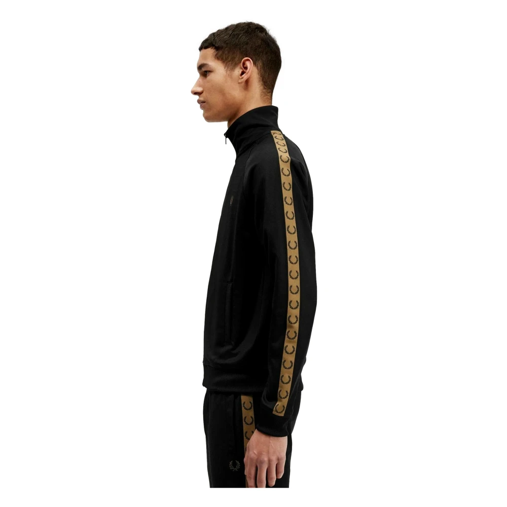 Fred Perry Zwarte Contrasterende Tape Trainingsjack Black Heren