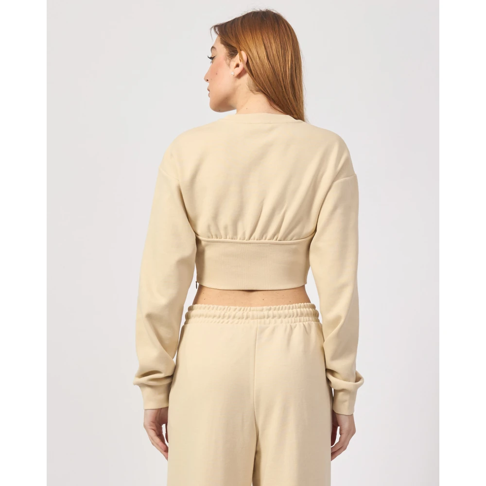 PATRIZIA PEPE Beige Sweater met Onderborst Draad Beige Dames