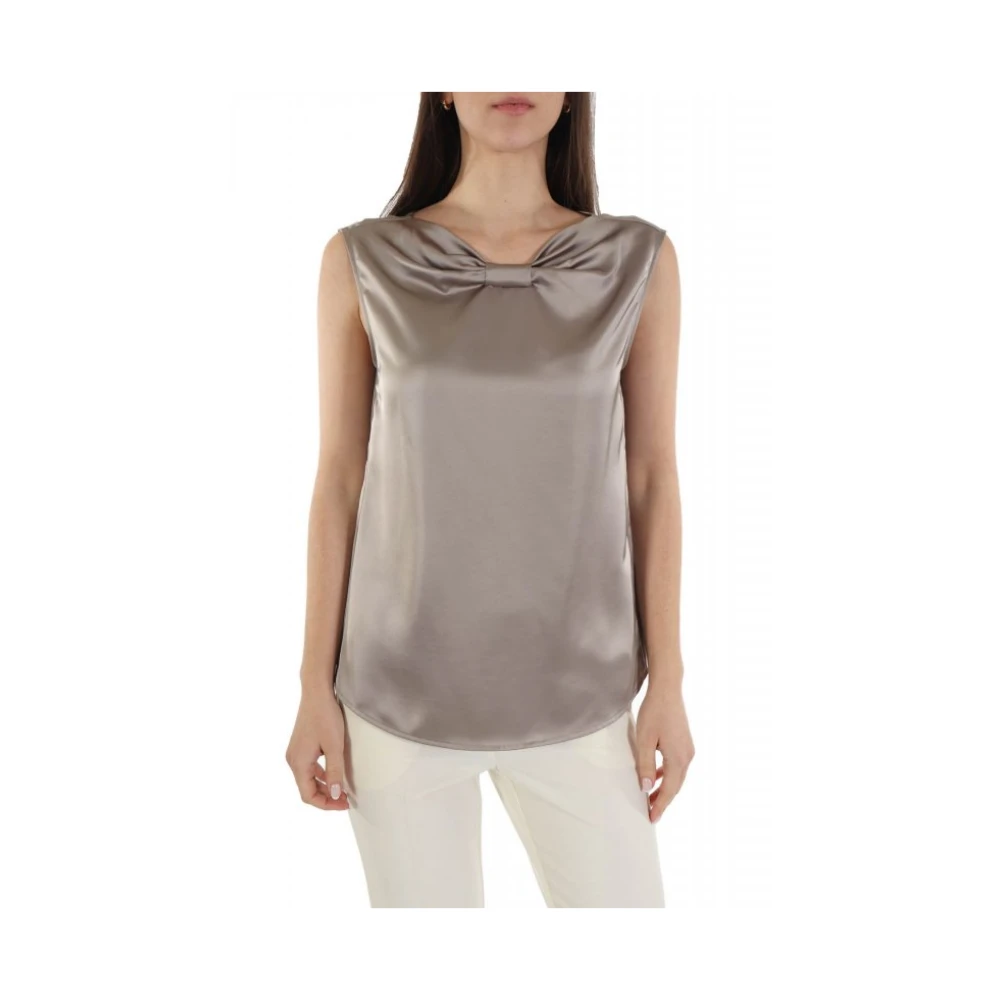 Emporio Armani Mujer Camiseta De Tirantes De Punto Acanalado Con Capas