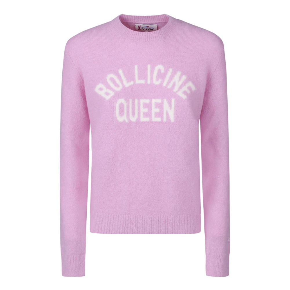 MC2 Saint Barth Wollen Crewneck Sweater met Frontlogo Pink Dames