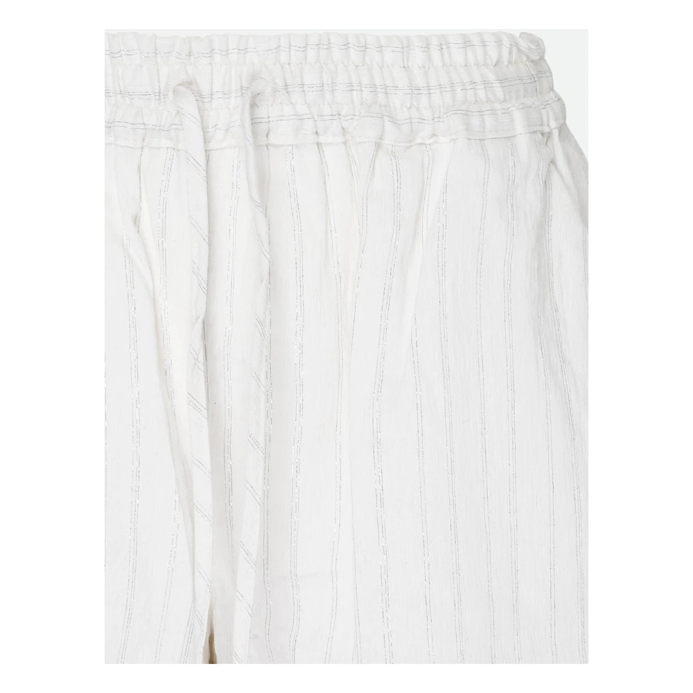 Twinset Witte Gestreepte Katoenen Linnen Shorts White Dames