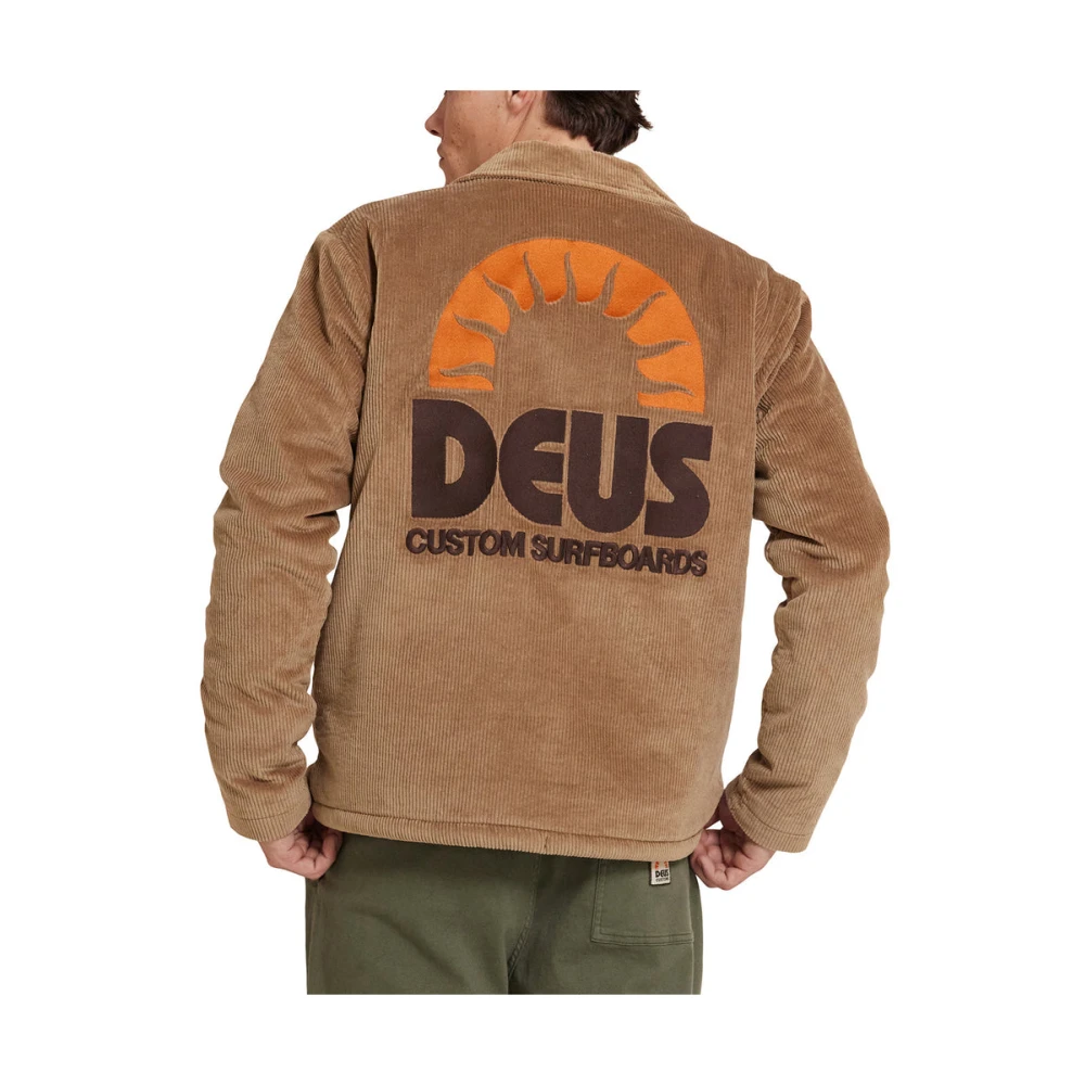 Deus Ex Machina Geborduurde Coach Jas met Sherpa Voering Brown Heren