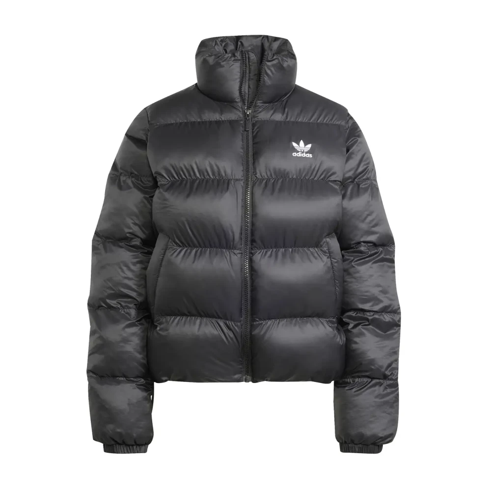 Adidas Women's Black Jackets, L, Short Puffer Jacket Stylish Functional