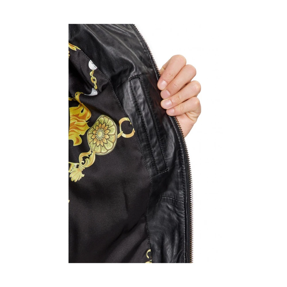 Versace Jeans Couture Tijdloos Zwart Leren Jas Black Heren