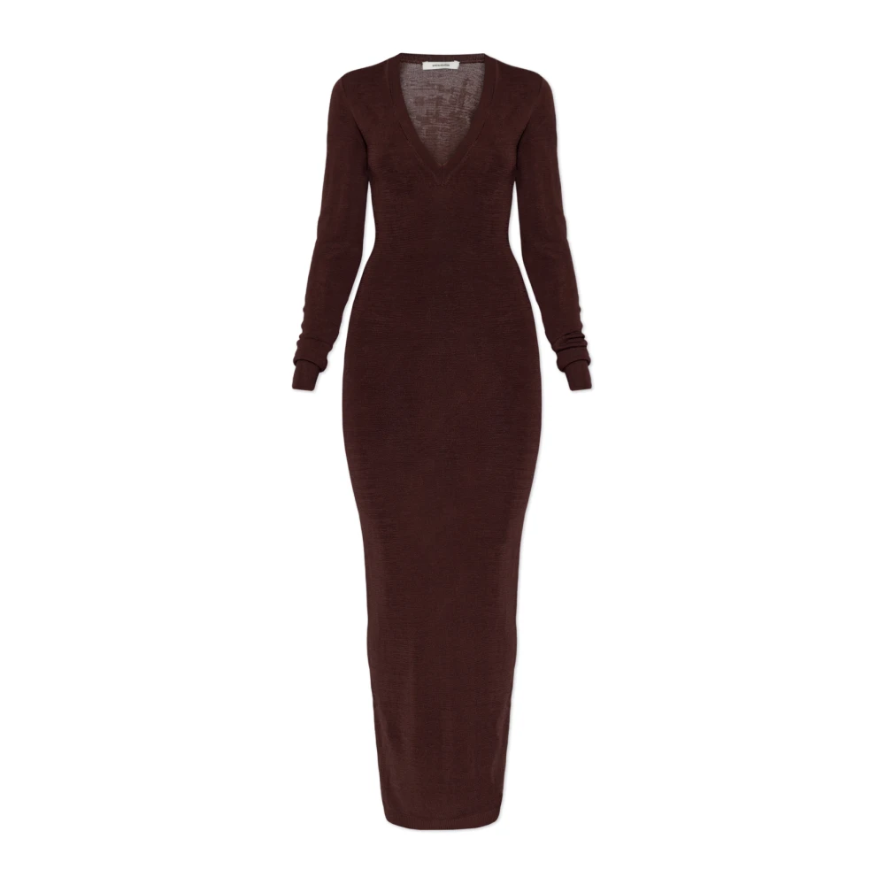 Entire Studios Femme Marron Robes, Brun, Taille: 36/38 Fr Robe Col En V