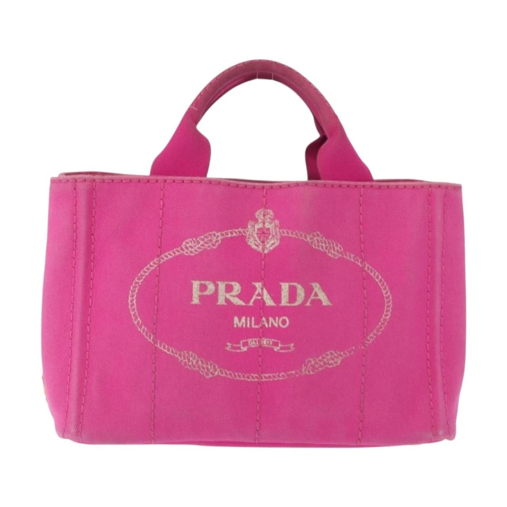 Prada Vintage Women's Pink Pre-Owned Vintage Canvas Tote Bag