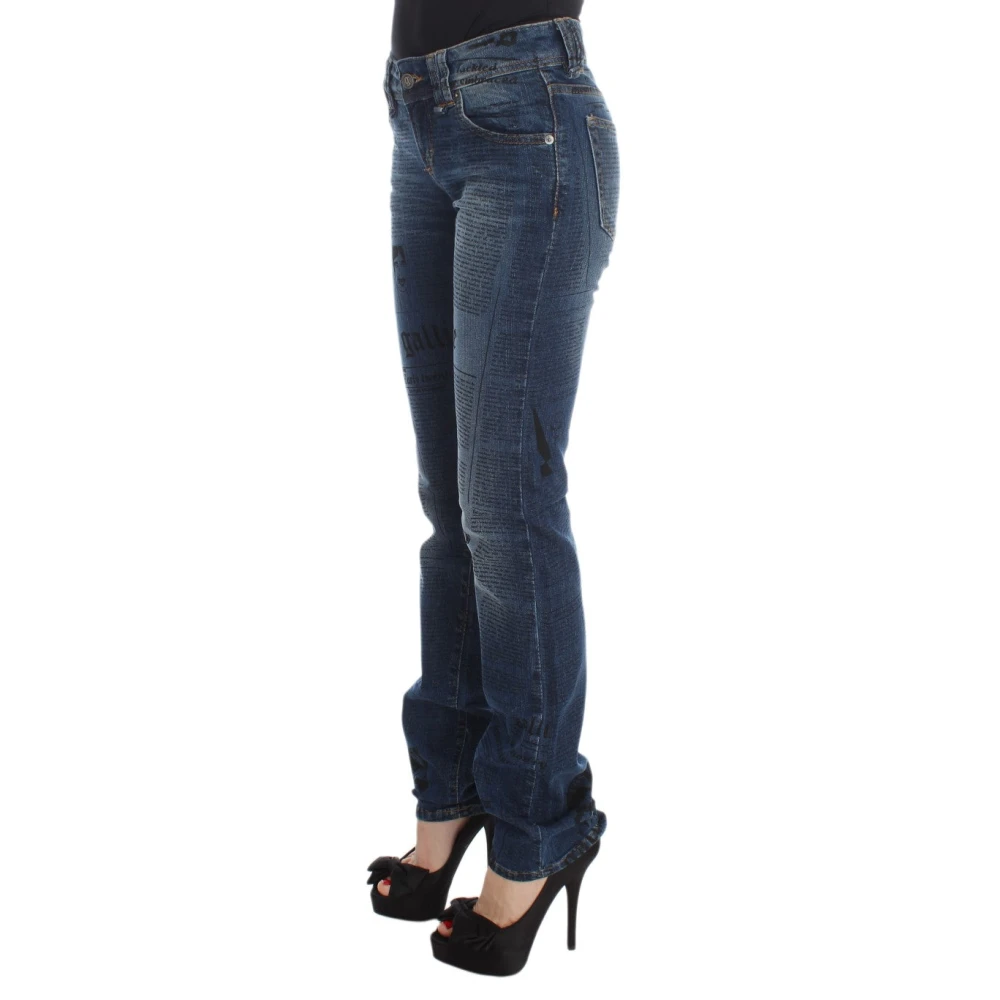 John Galliano Elegante Bootcut Denim Jeans Blue Wash Blue Dames