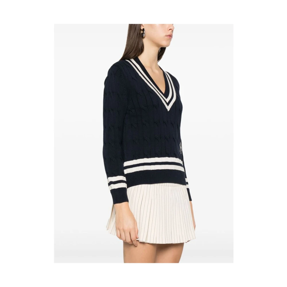 Sporty & Rich Navy Blue Kabeltrui Blue Dames