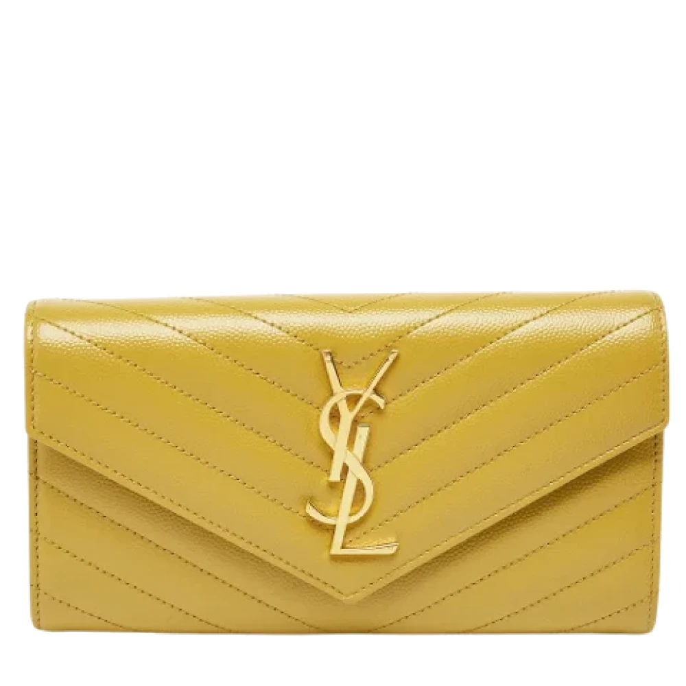 Yves Saint Laurent Vintage Pre-owned Leather wallets Yellow Dames