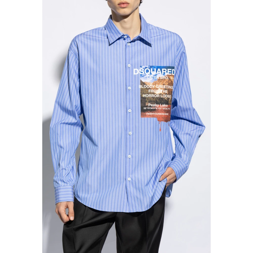 Dsquared2 Shirt met logo Blue Heren