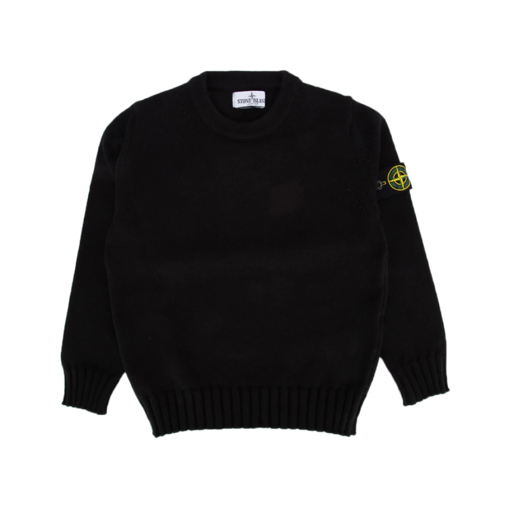 Stone Island Svart Bomullströja med Logopatch Black, Pojke