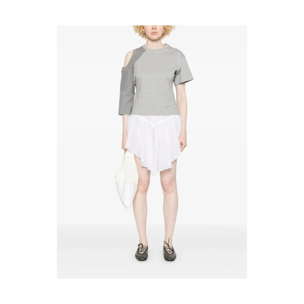 Gimaguas Cut-out Crew Neck T-shirt Gray Dames