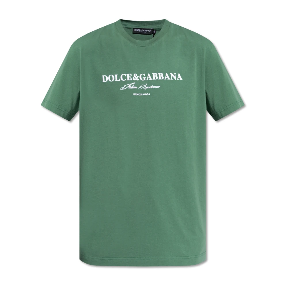 Dolce & Gabbana Bedrukt T-shirt Green Heren