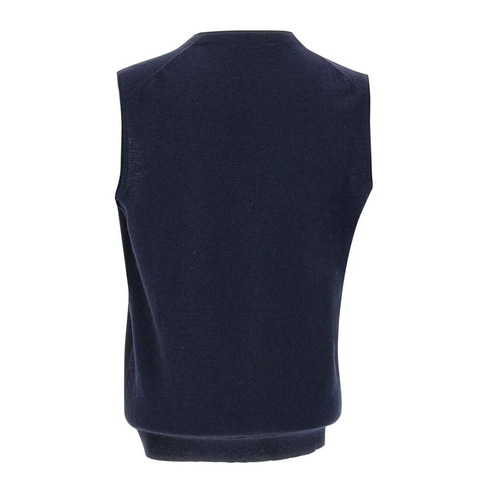 Kangra Navy Blauw Wollen Vest V-Hals Blue Heren