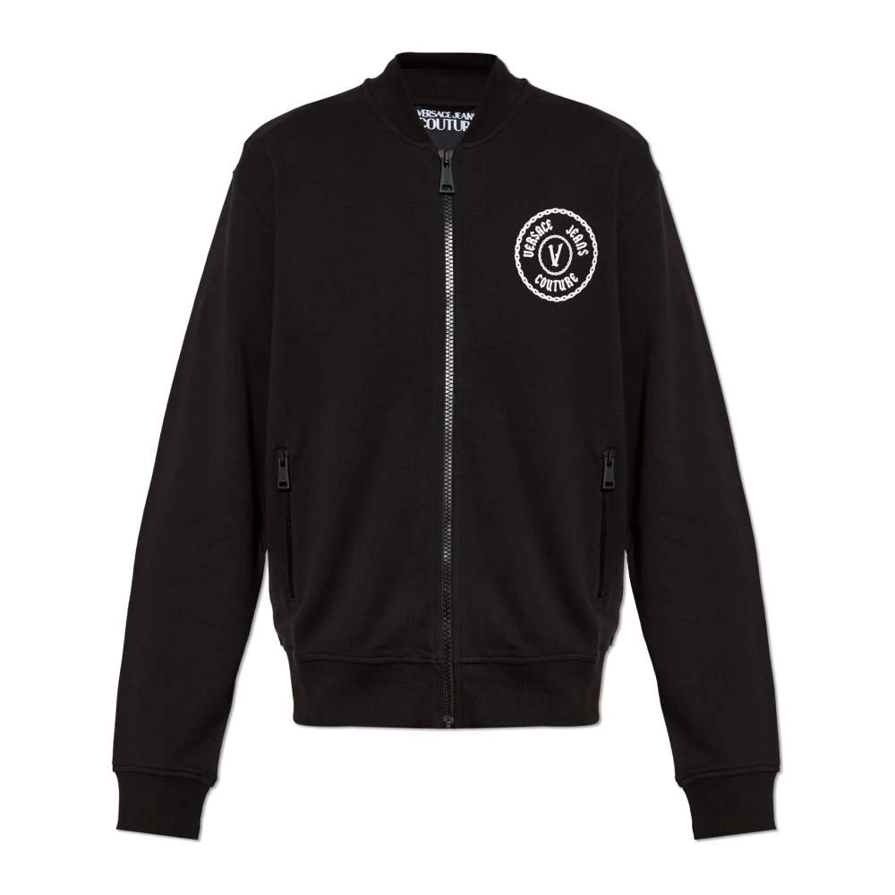 Versace Jeans Couture Men's Black Zip-Throughs,, Sweatshirt With Logo Small