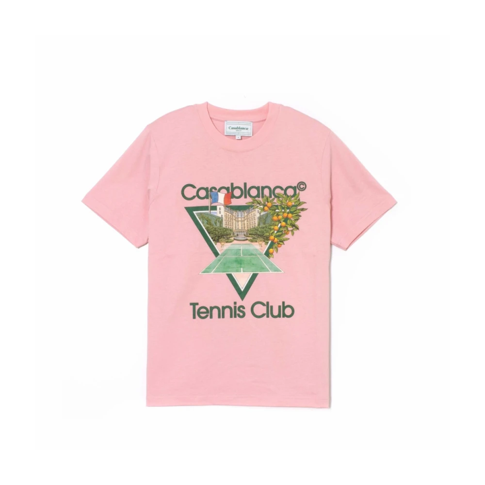 Casablanca Bedrukt Logo Katoenen T-Shirt Rozen Pink Heren