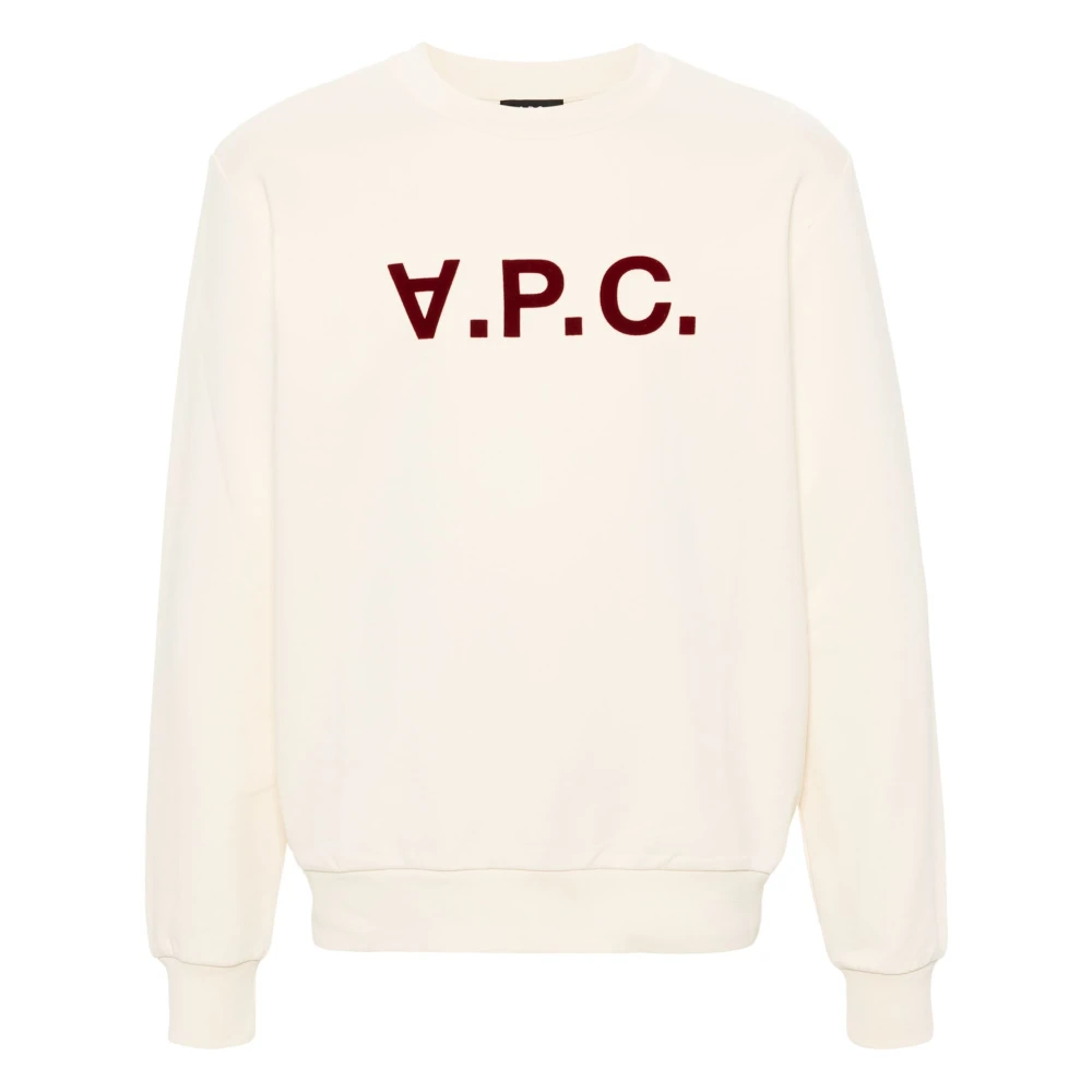 A.p.c. Flocked Logo Sweatshirt Beige Dames