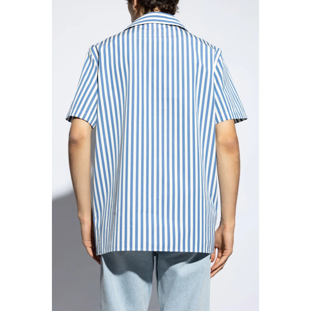 Balmain Logo Shirt Blue Heren