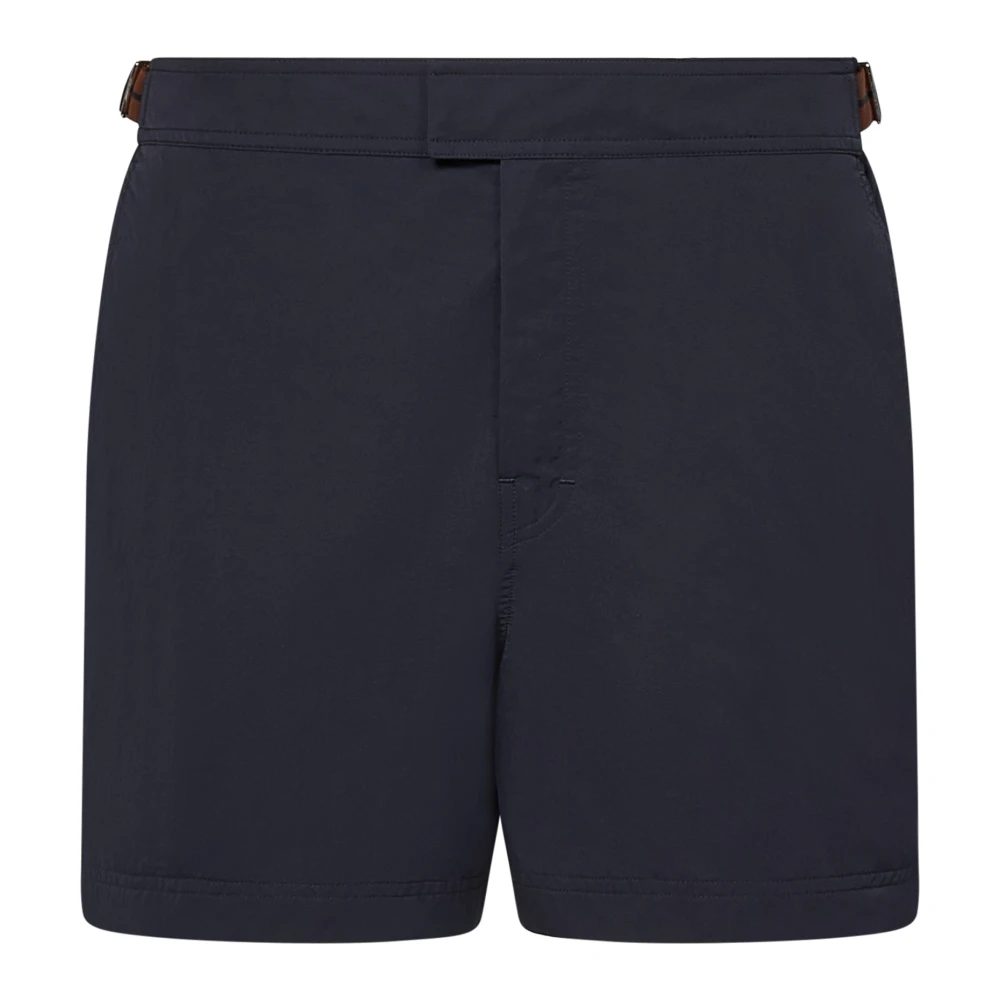 Zegna Herren Blau E Meereskleidung Mit Gestreiften Taillenverstellern