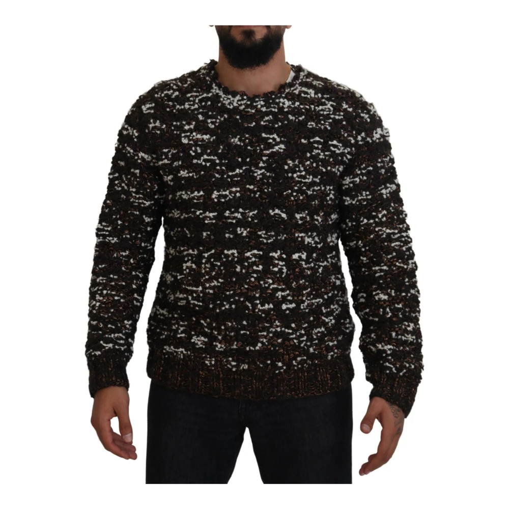 Dolce & Gabbana Men's Brown Sweatshirts, Xs, Handmade Pullover Jumper In Bronze