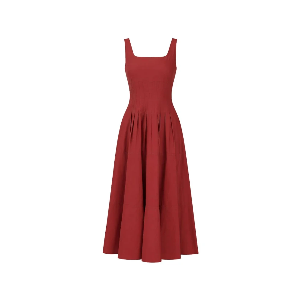 Max Mara Red Midi Dresses, Female, M, Mstfeltre Poplin Full-Skirt Dress