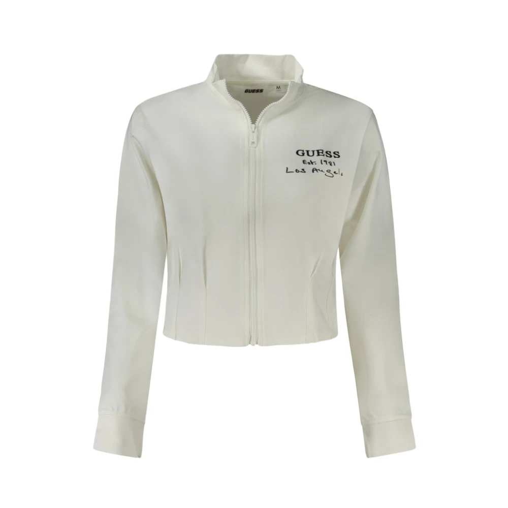 Guess Witte Sweatshirt met Lange Mouwen en Rits Geborduurd Logo White Dames