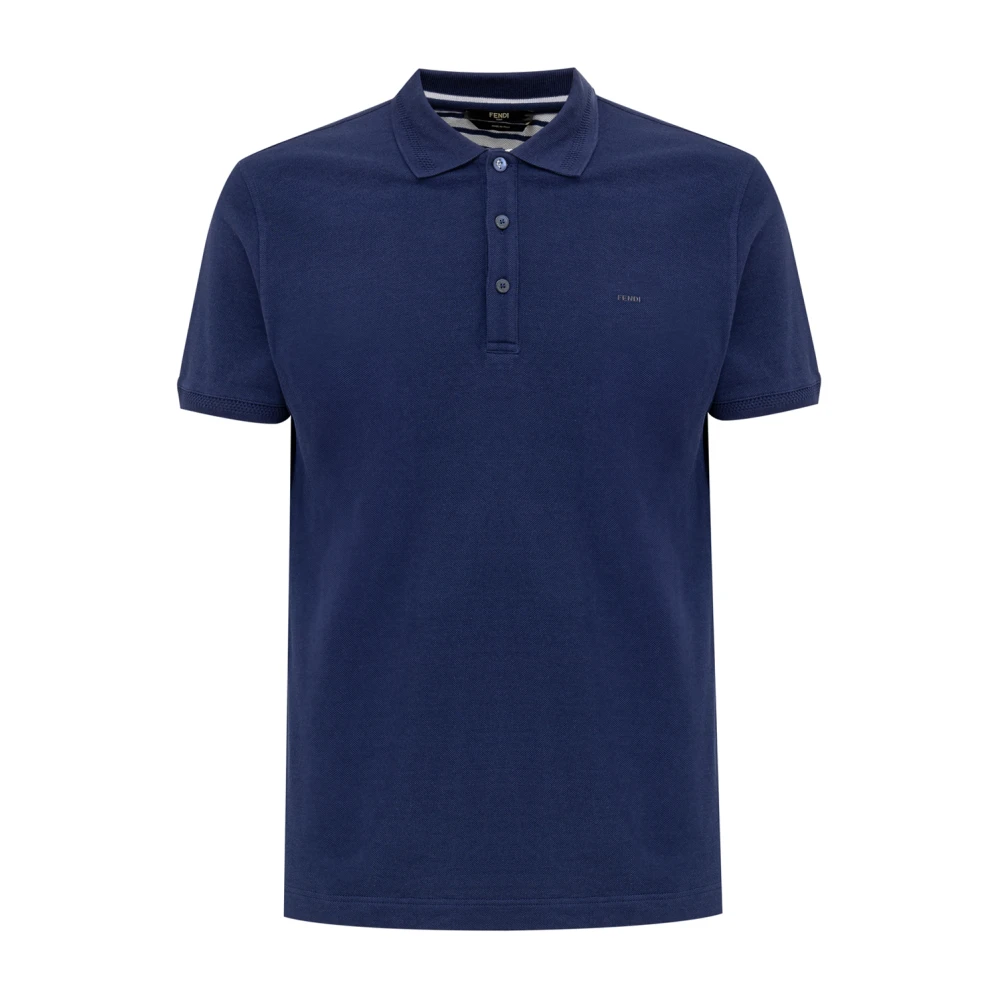 Fendi Blauw Polo Shirt Korte Mouw Blue Heren
