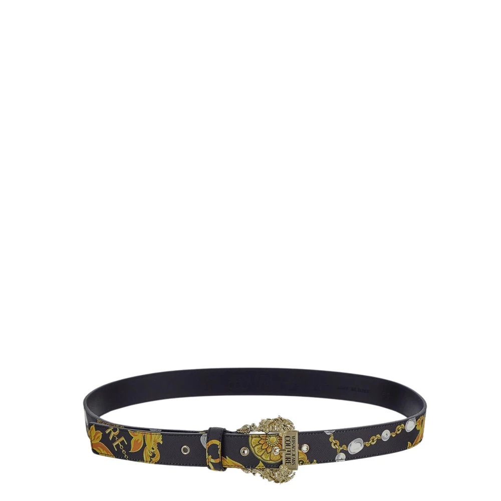 Versace Jeans Couture Smalle Barok Kettingprint Riem Black Dames