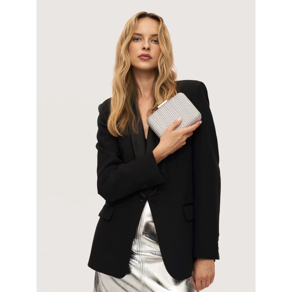 Kazar Elegante Zilveren Rhinestone Clutch Tas Gray Dames