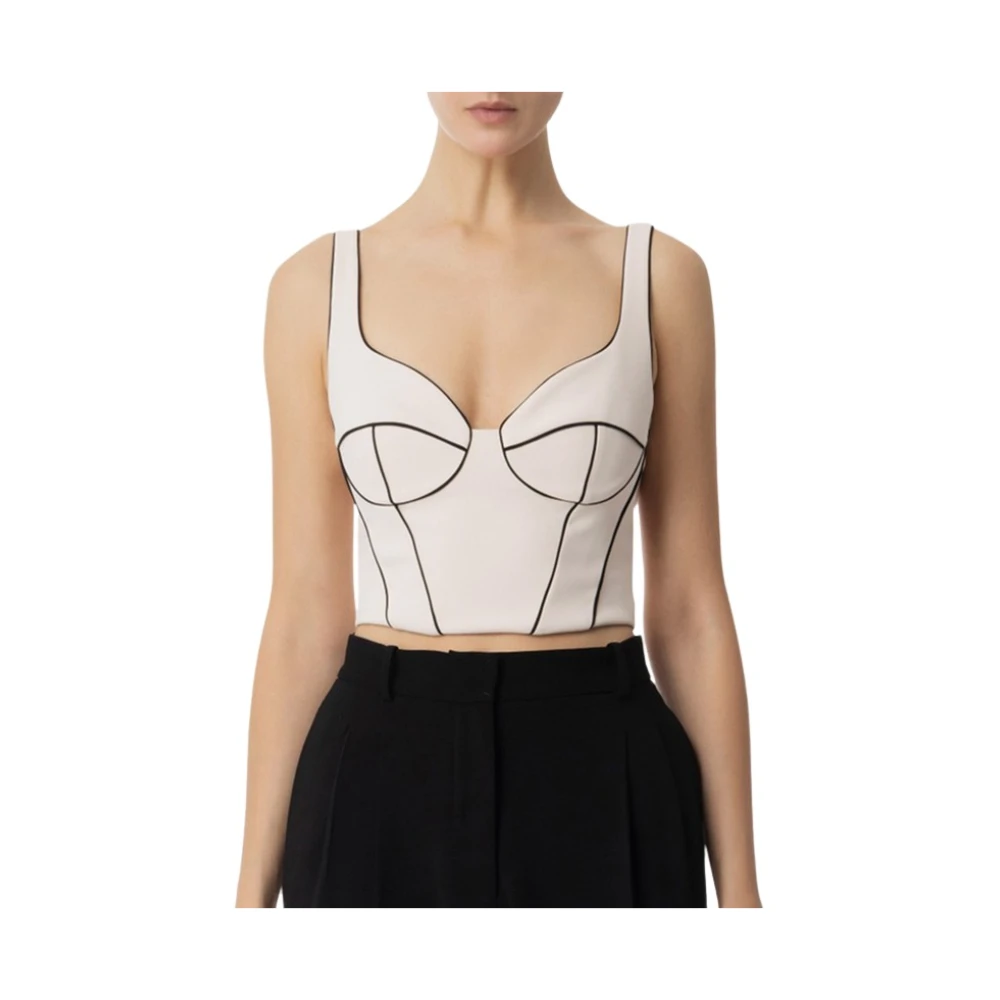 Elisabetta Franchi Women's White Sleeveless Tops, 2XL, Heart Neckline Sleeveless Top