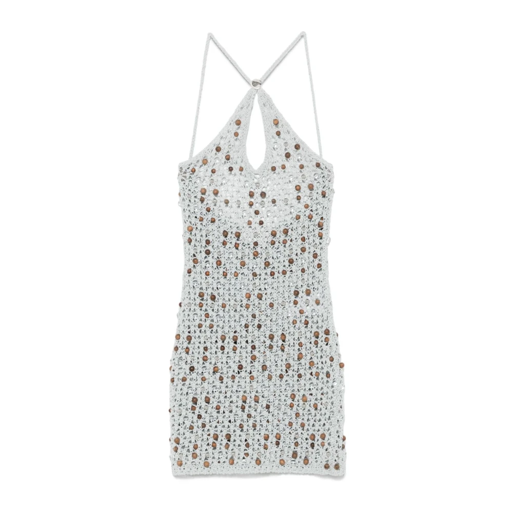 Coperni Women's Gray Short Dress With American Neckline
