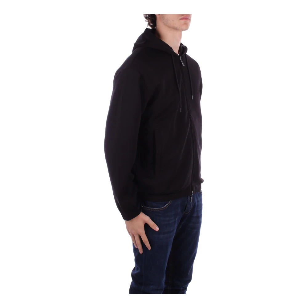 Emporio Armani Zwarte hoodie met voorlogo rits Black Heren