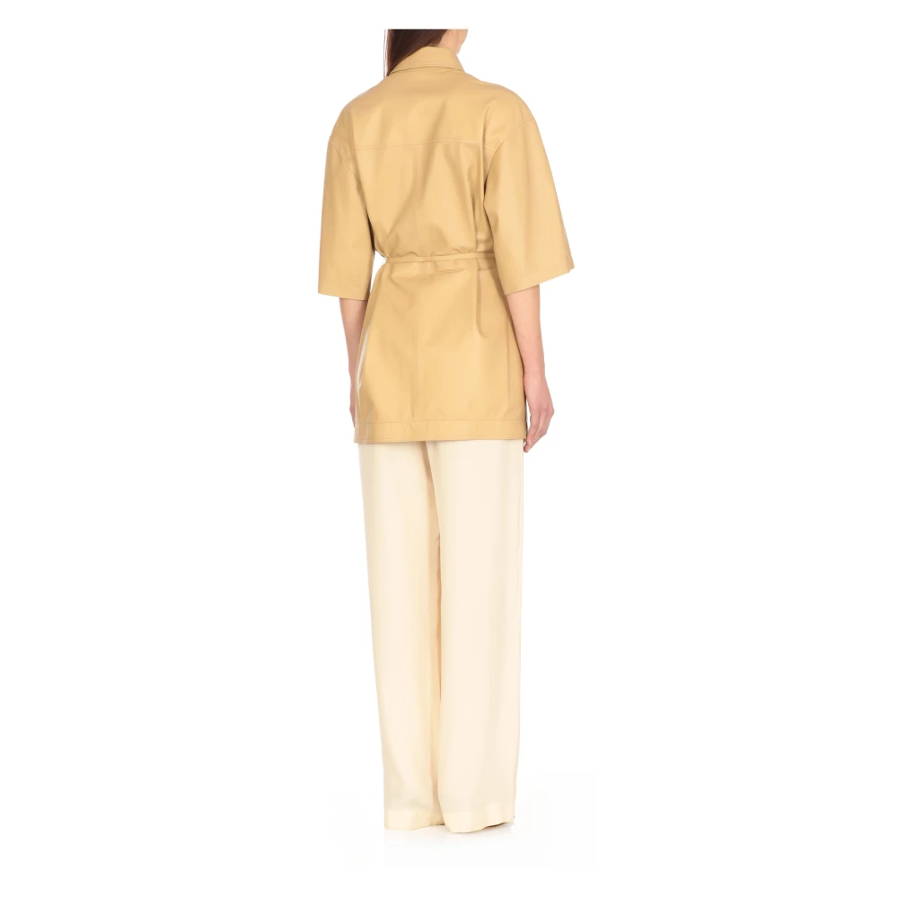 Fabiana Filippi Gouden leren shirt met kraag Yellow Dames