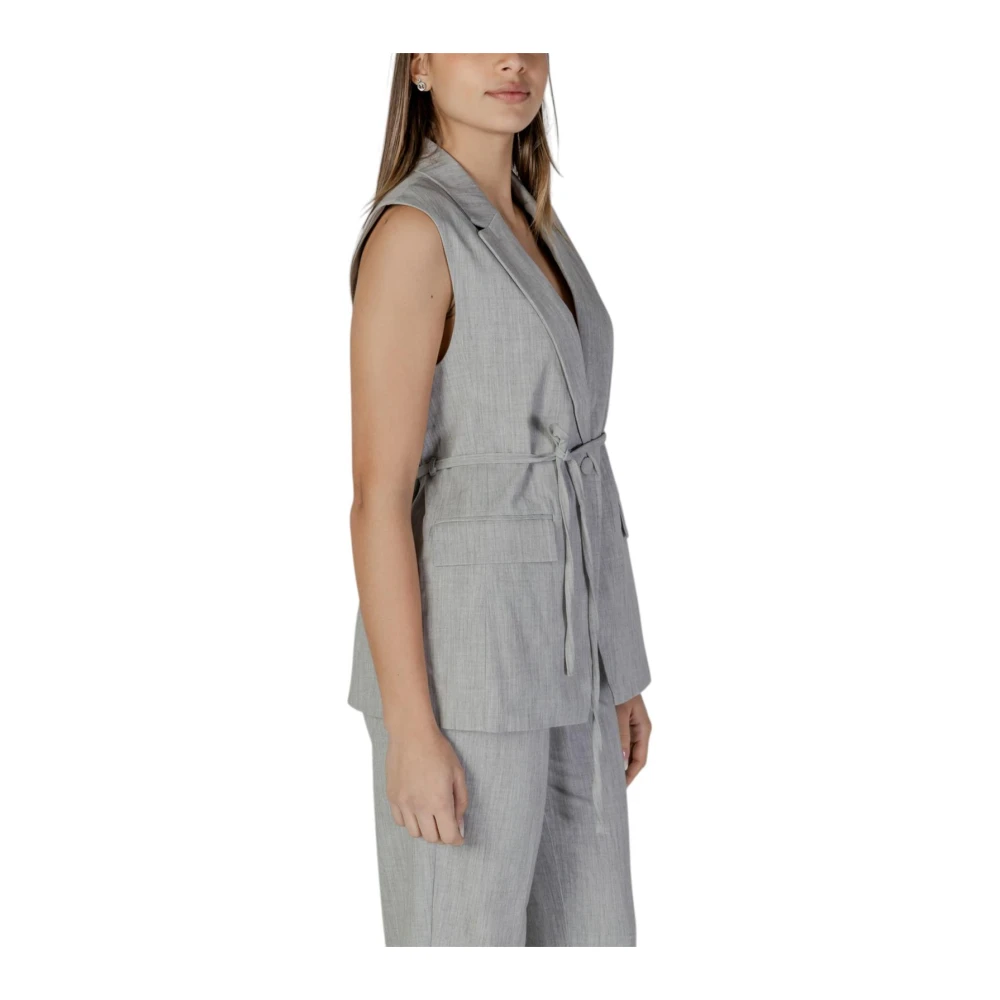 Vila Grijze V-Hals Mouwloze Gilet met Zakken Gray Dames