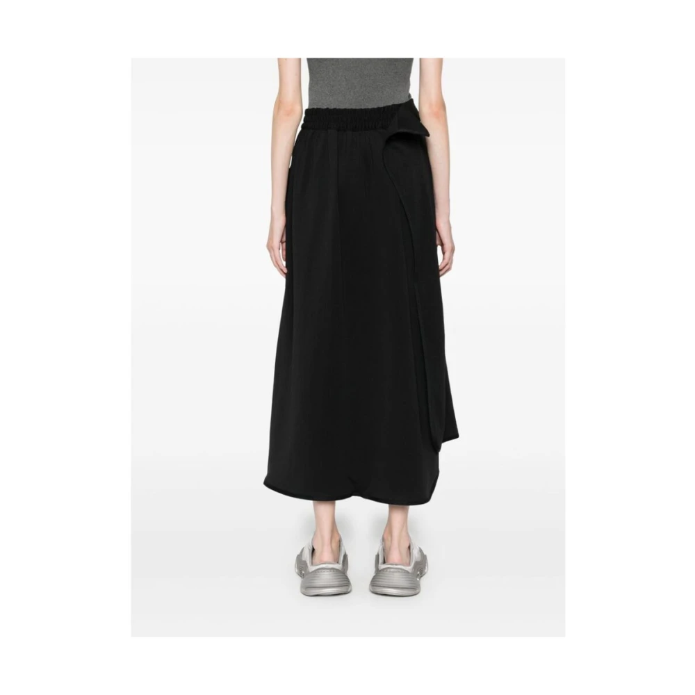 Y-3 Zwarte Katoenen Gedrapeerde Rok Black Dames