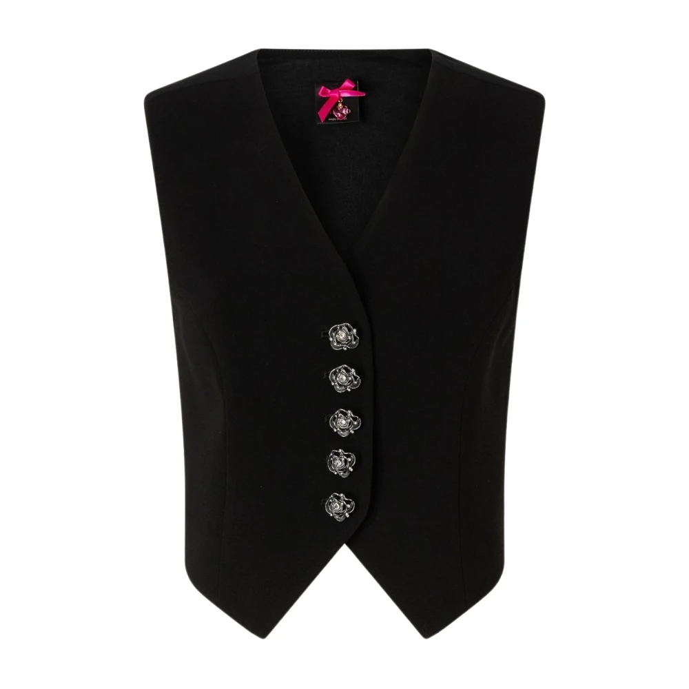 Pinko Women's Black Giuggiolo Gilet Double Armoure Stretch - Waistcoats - M - Jackets