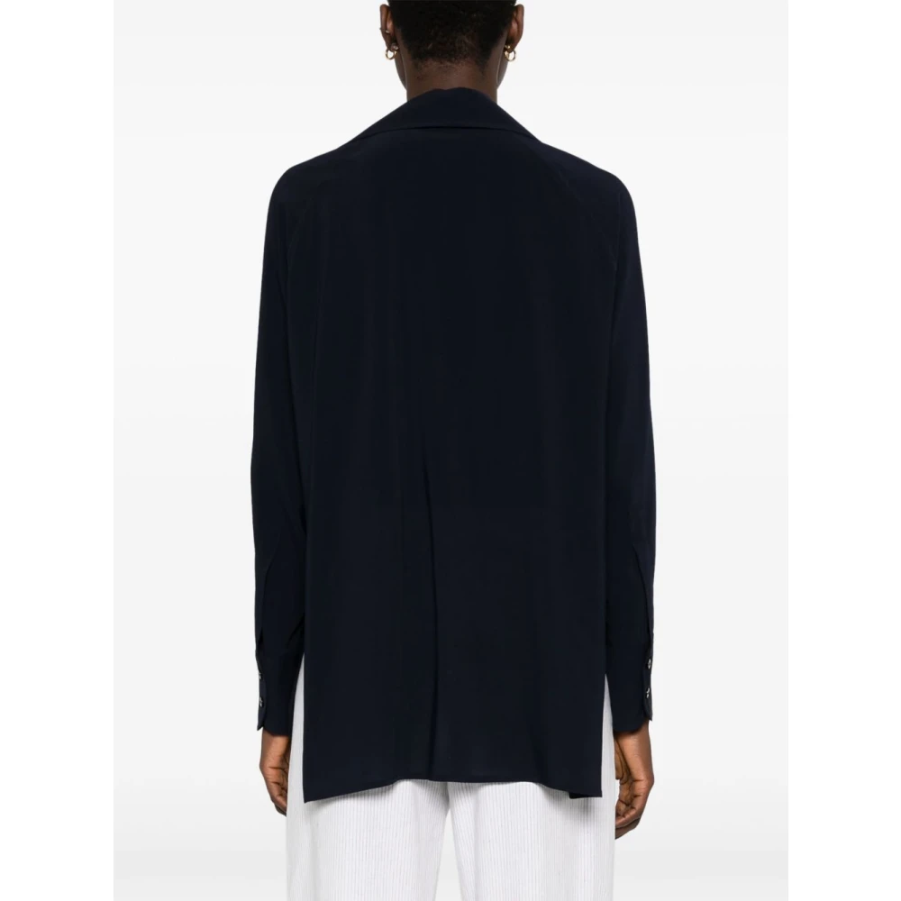 Alberto Biani Blauw Stretch Overhemd Klassieke Kraag Blue Dames