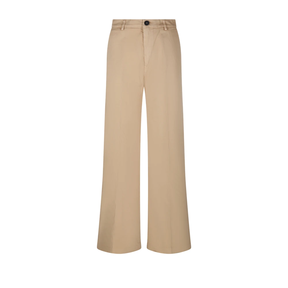Forte Beige Twill Weave Flared Broek Brown Dames