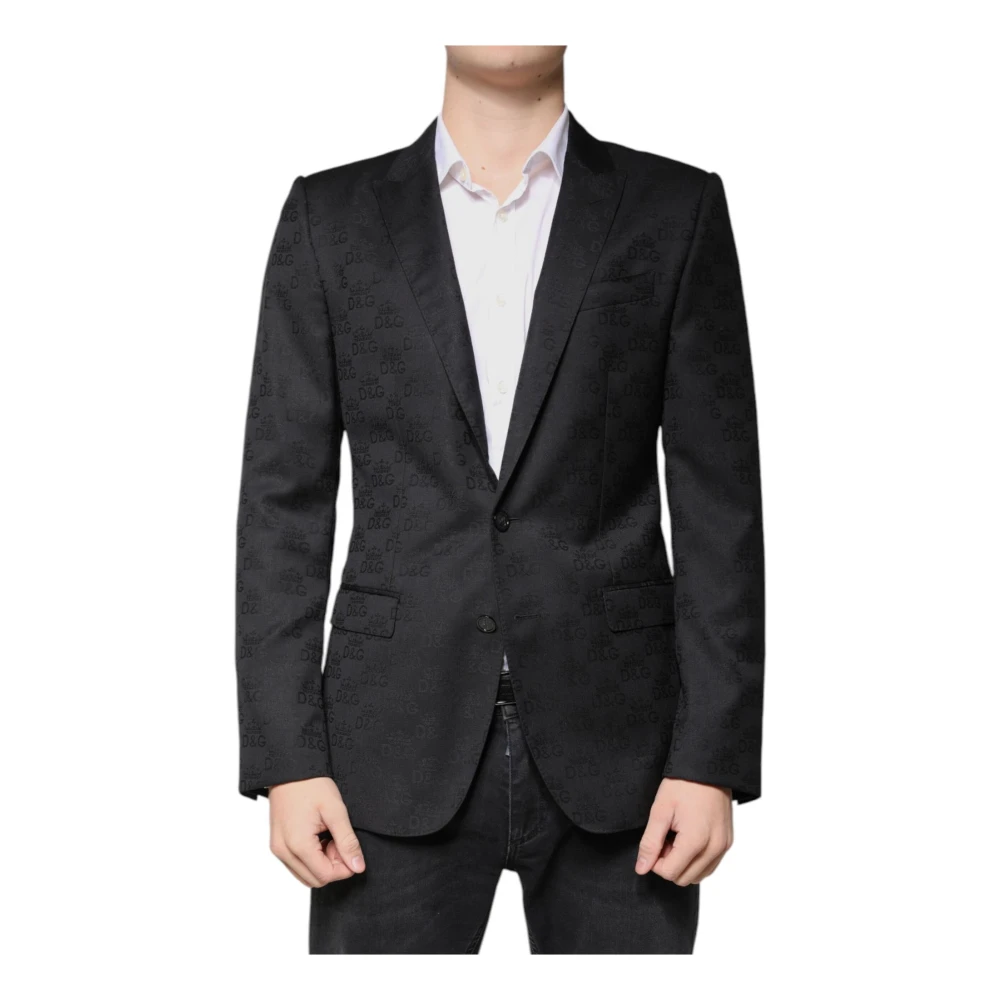 Dolce & Gabbana Zwarte Wol Formele Blazer Slim Fit Black Heren
