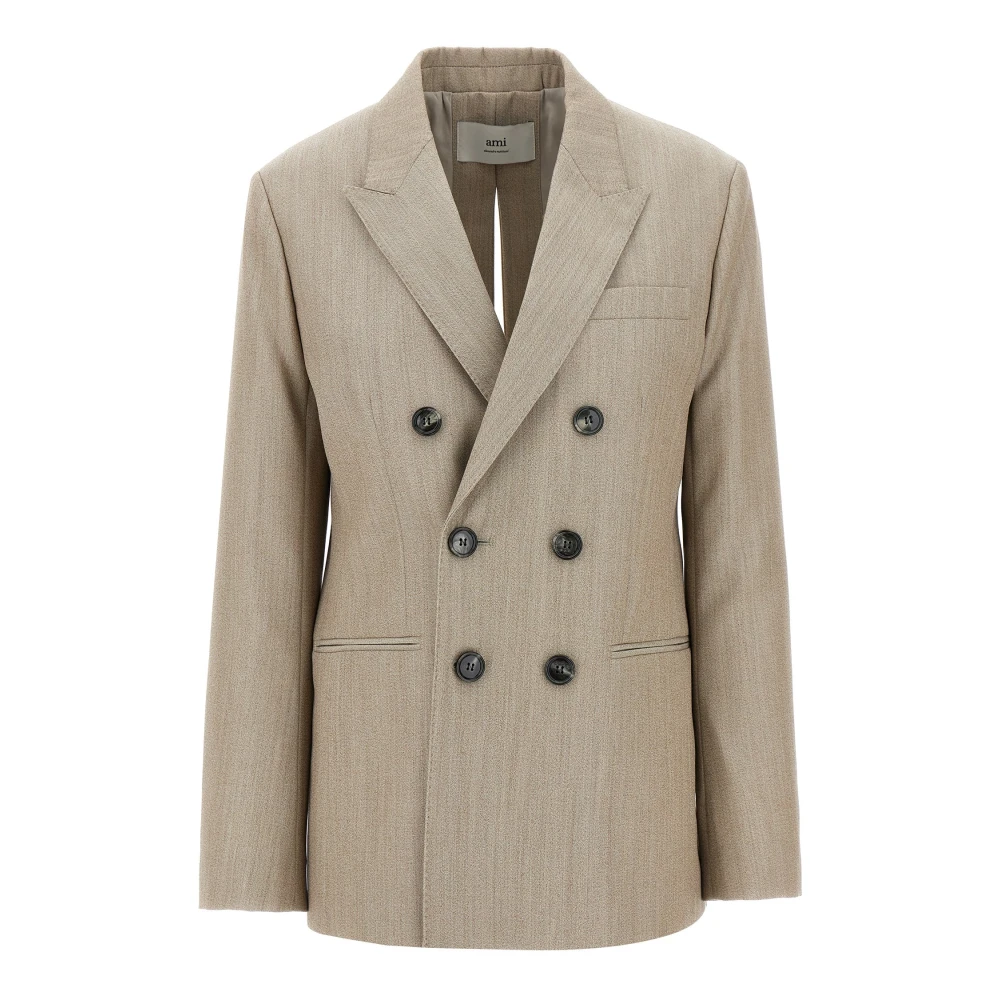 Ami Paris Women's Beige Blazers, Xs, Formal Blazers
