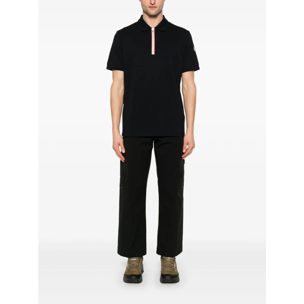 Moncler Blauw Poloshirt met Ritssluiting Blue Heren