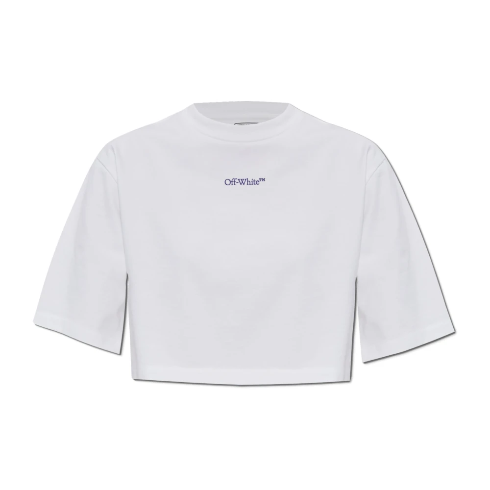 Off White Kort T-shirt med tryckt logotyp White, Dam