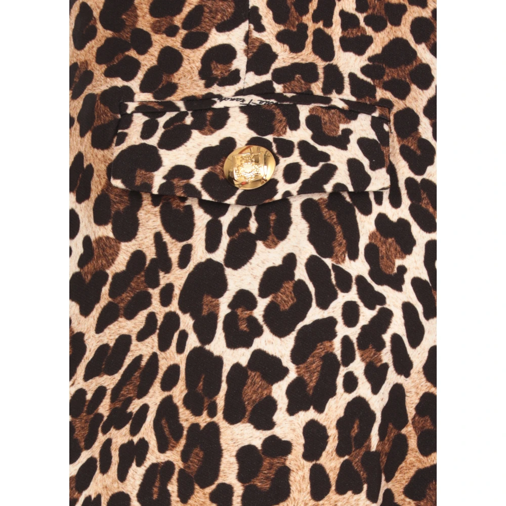 Elisabetta Franchi Bruine Animalier Patroon Crêpe Broek Brown Dames