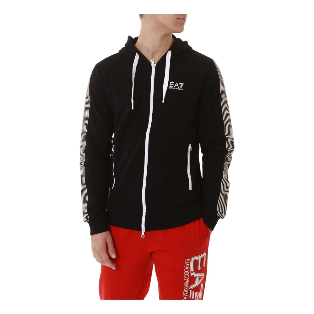 Emporio Armani Black 7 Lines Hooded Sweatshirt - Male - Zip-Throughs - Xs - Sweatshirts & Hoodies