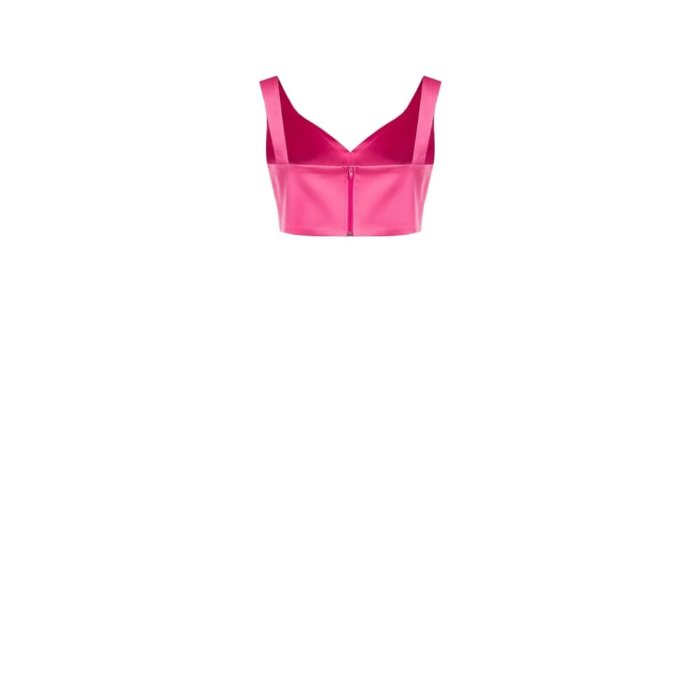 RINASCIMENTO Satijnen Crop Top met V-hals zonder mouwen Pink Dames