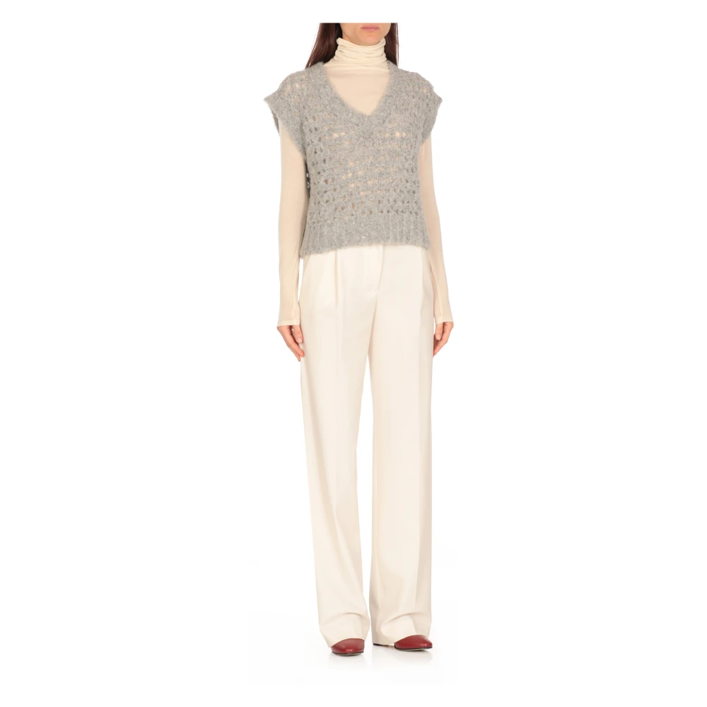 Antonelli Firenze Paillet Mouwloze Grijze Trui Gray Dames