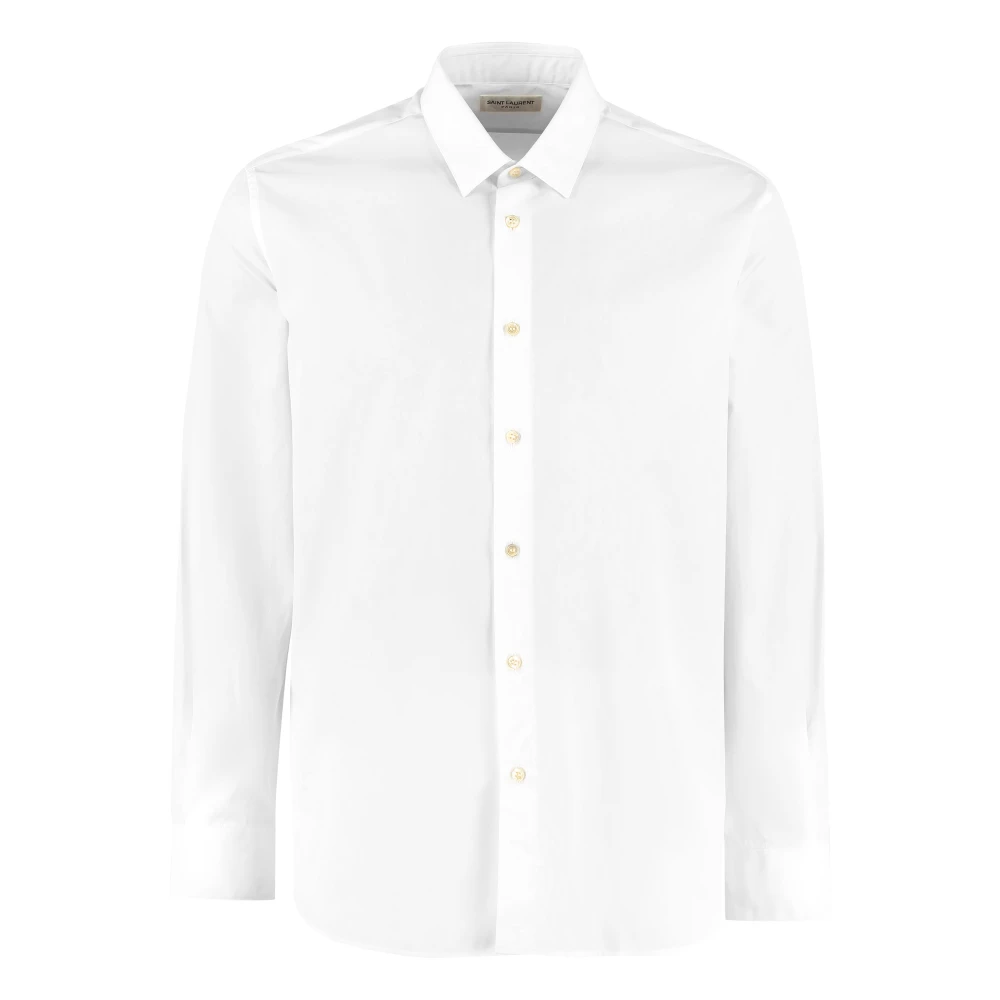 Saint Laurent Katoenen Poplin Overhemd White Heren